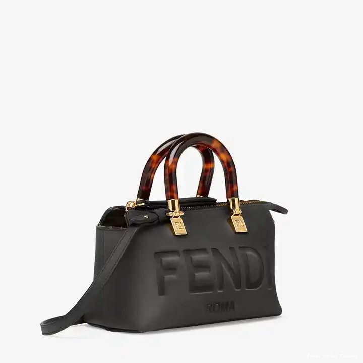 Affordable HOT Way Black By Logo Leather Calf Mini Boston ROMA In The Bag Fendi 0617